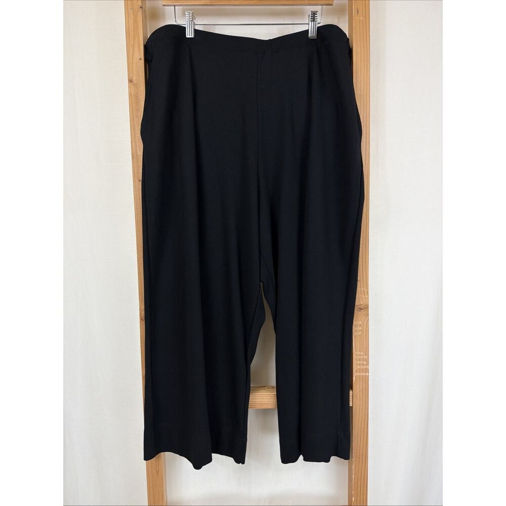 NWT Alembika Black Elastic Waist Pockets Cropped Wide Leg Pants #1431 Size 18/20